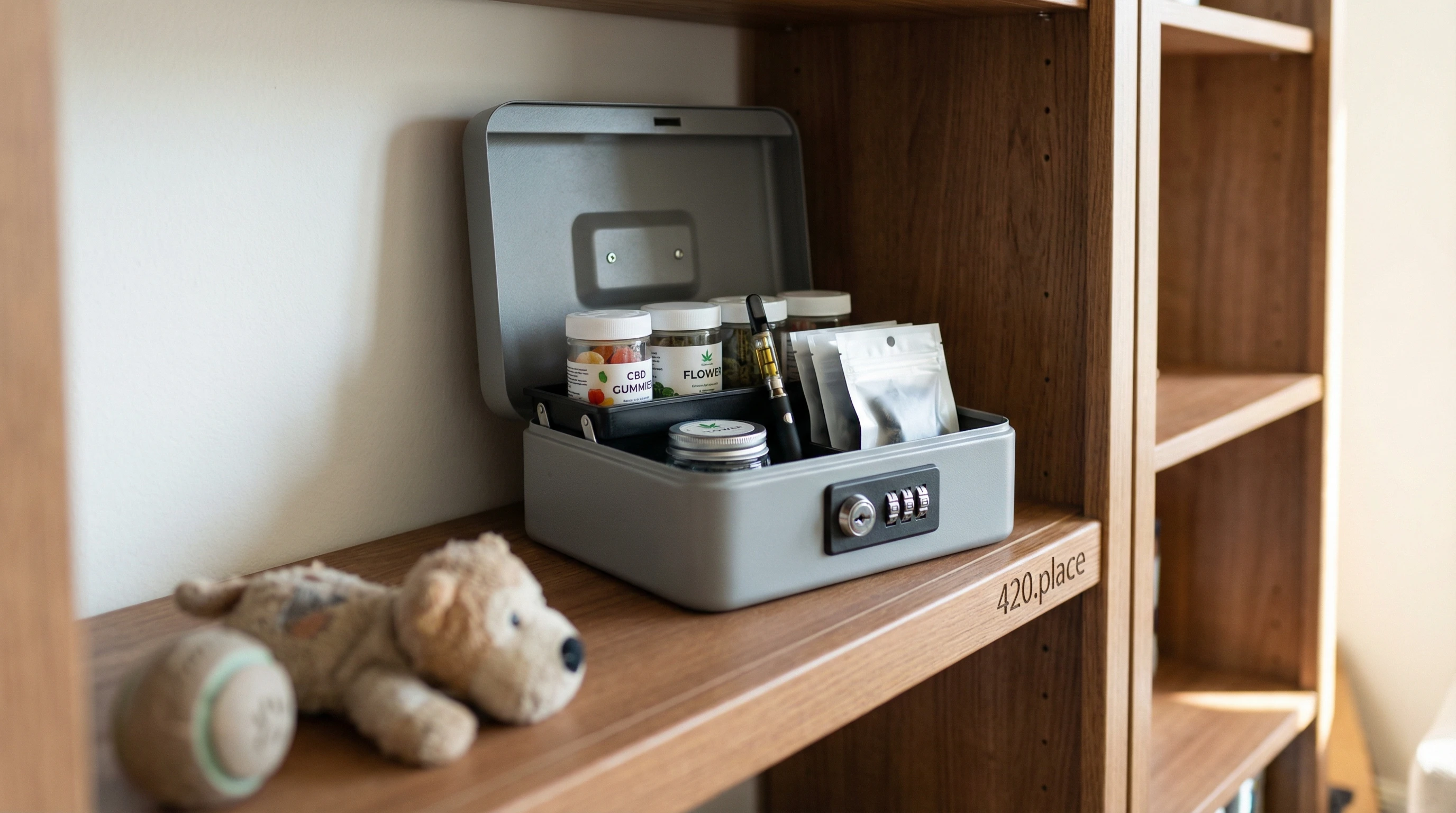 Older adult organizing medicine and cannabis safely at home